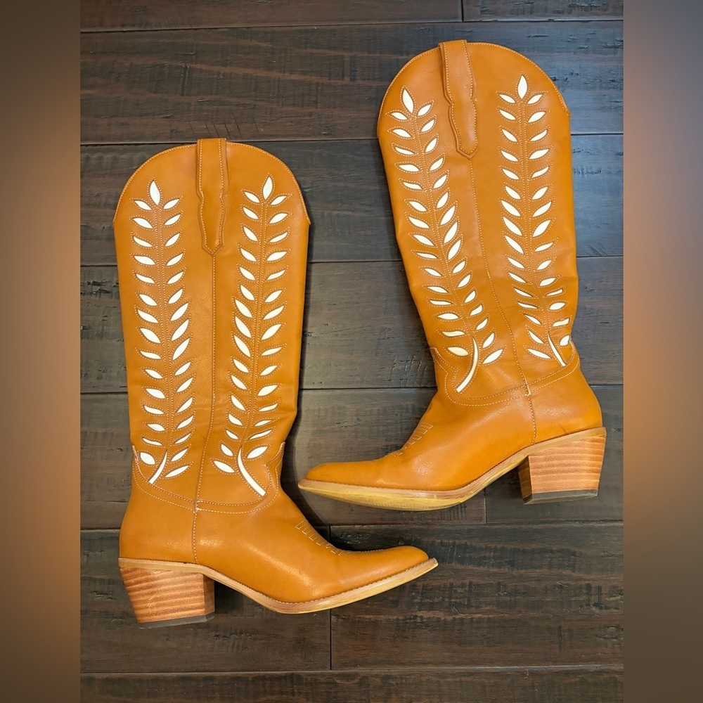 Mi.iM Los Angels tall knee high cowboy boots with cutout design western cowgirl - Picture 8 of 10